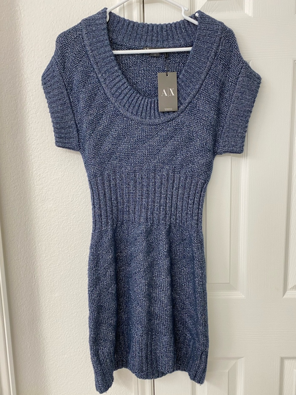 Armani Exchange Navy Wool Midi Dress